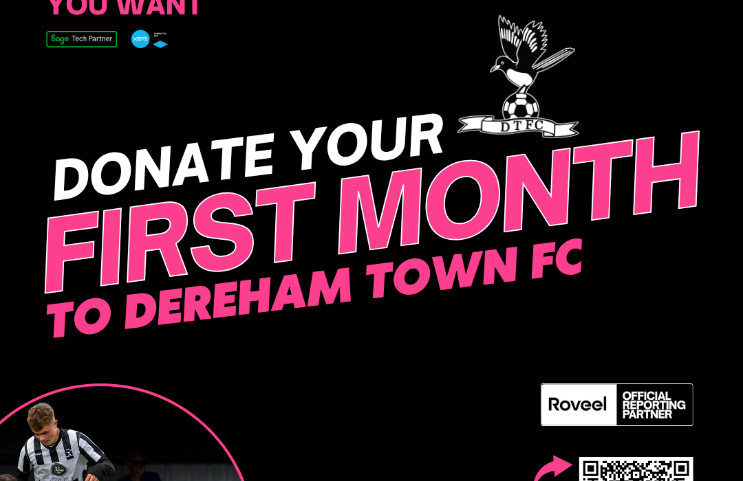 Donate your first month to dereham town fc
